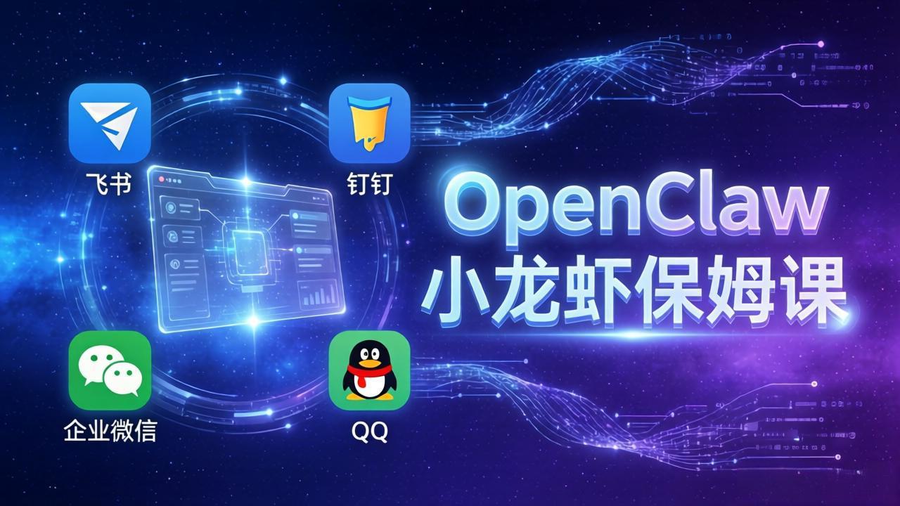 OpenClaw小龙虾保姆课： Windows/macOS/Linux/Docker全系统安装，飞书+钉钉+企业微信+QQ 全接入-朽念云创