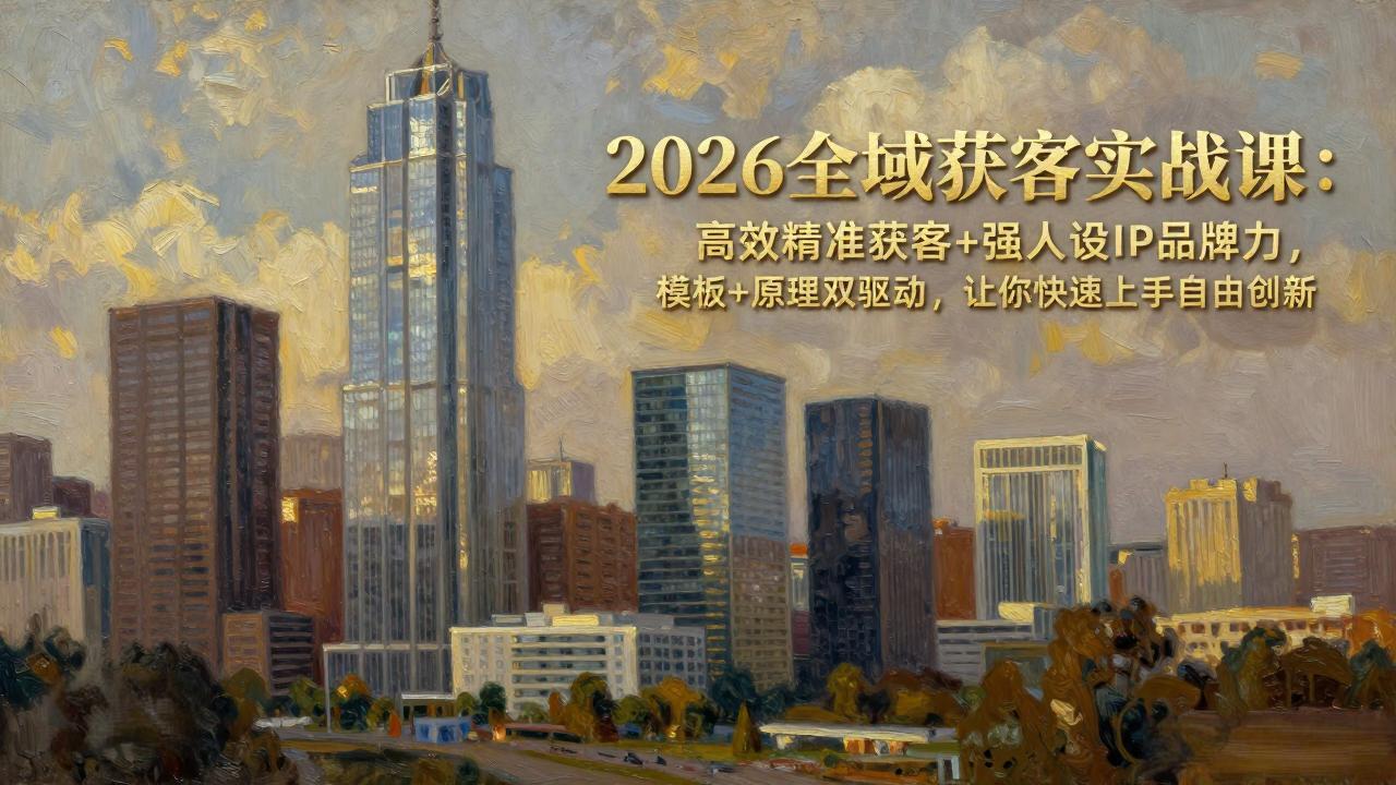 2026全域获客实战课：高效精准获客+强人设IP品牌力，模板+原理双驱动，让你快速上手自由创新-朽念云创