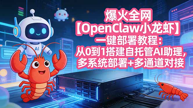 爆火全网【OpenClaw 小龙虾】一键部署教程：从0到1搭建自托管AI助理，多系统部署+多通道对接-朽念云创