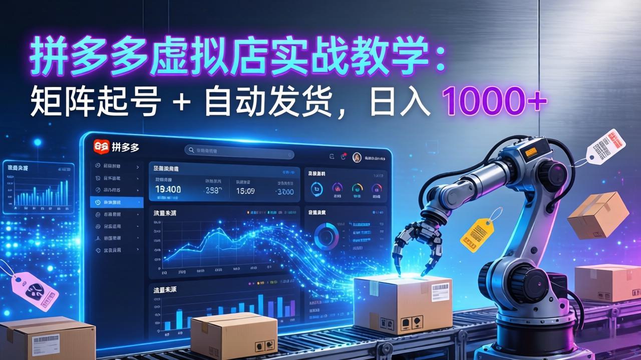拼多多虚拟店实战教学：矩阵起号 + 自动发货，日入 1000+-朽念云创