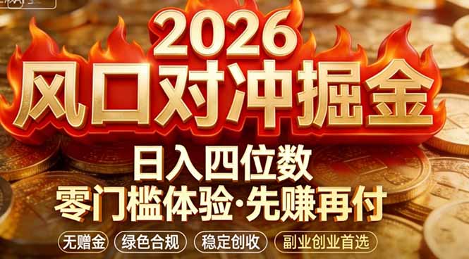 2026美金对冲套利，无赠金对冲策略保驾护航，低门槛易上手实操。单人单日收益2000+-朽念云创