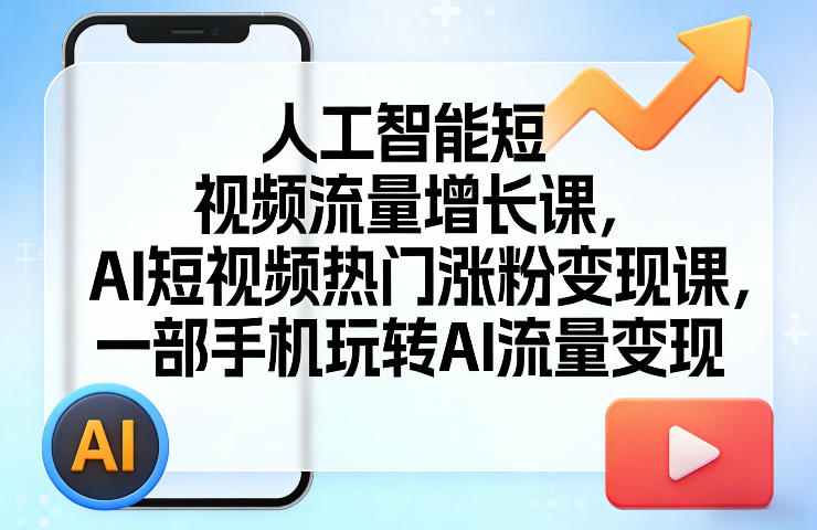 人工智能短视频流量增长课，AI短视频热门涨粉变现课，一部手机玩转AI流量变现-朽念云创