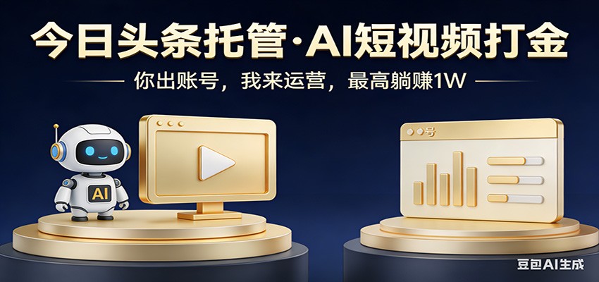 头条号AI托管，我提供作品，你提供账号，每天5分钟发布，小白躺赚3000+-朽念云创