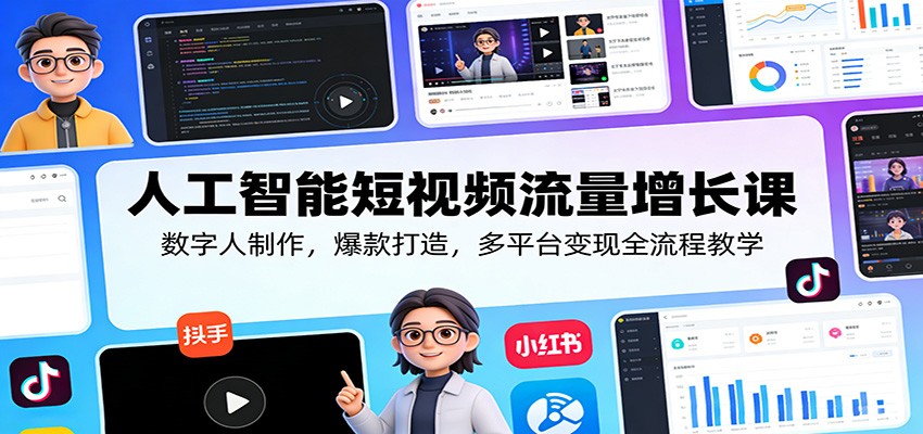 人工智能短视频流量增长课:数字人制作,爆款打造,多平台变现全流程教学-朽念云创