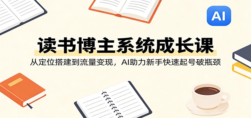 读书博主系统成长课:从定位搭建到流量变现,AI助力新手快速起号破瓶颈-朽念云创