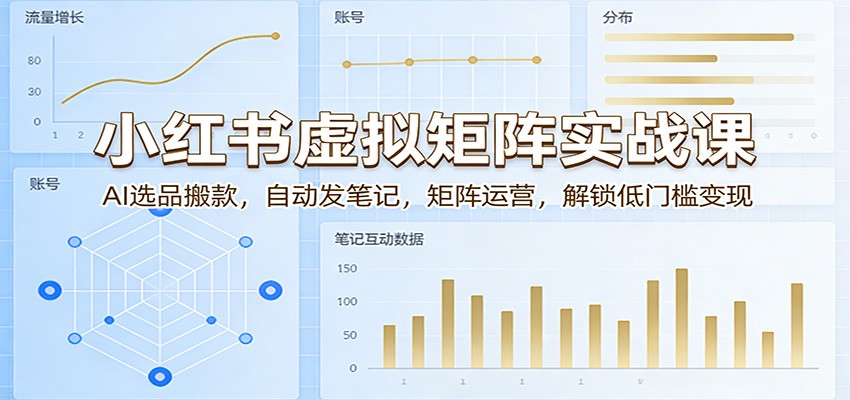 小红书虚拟矩阵实战课：AI选品搬款，自动发笔记，矩阵运营，解锁低门槛变现-朽念云创