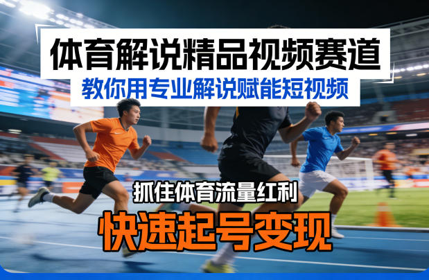 体育解说精品视频赛道,教你用专业解说赋能短视频,抓住体育流量红利,快速起号变现-朽念云创