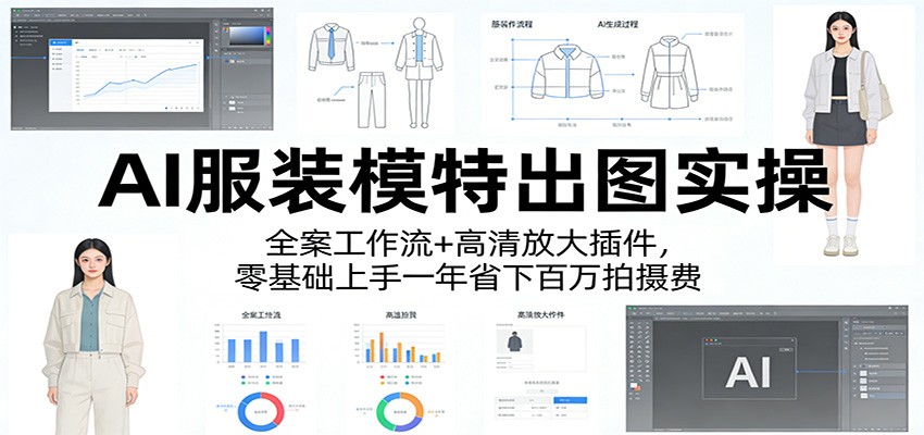 AI服装模特出图实操：全案工作流+ 高清放大插件，零基础上手一年省下百万拍摄费-朽念云创