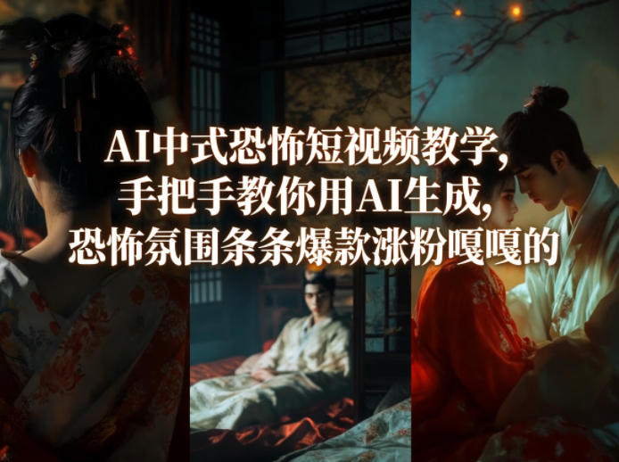 AI中式恐怖短视频教学,手把手教你用AI生成,恐怖氛围条条爆款涨粉嘎嘎的-朽念云创