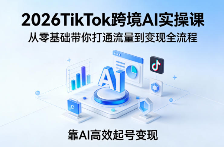 2026TikTok跨境AI实操课，从零基础带你打通流量到变现全流程，靠AI高效起号变现-朽念云创