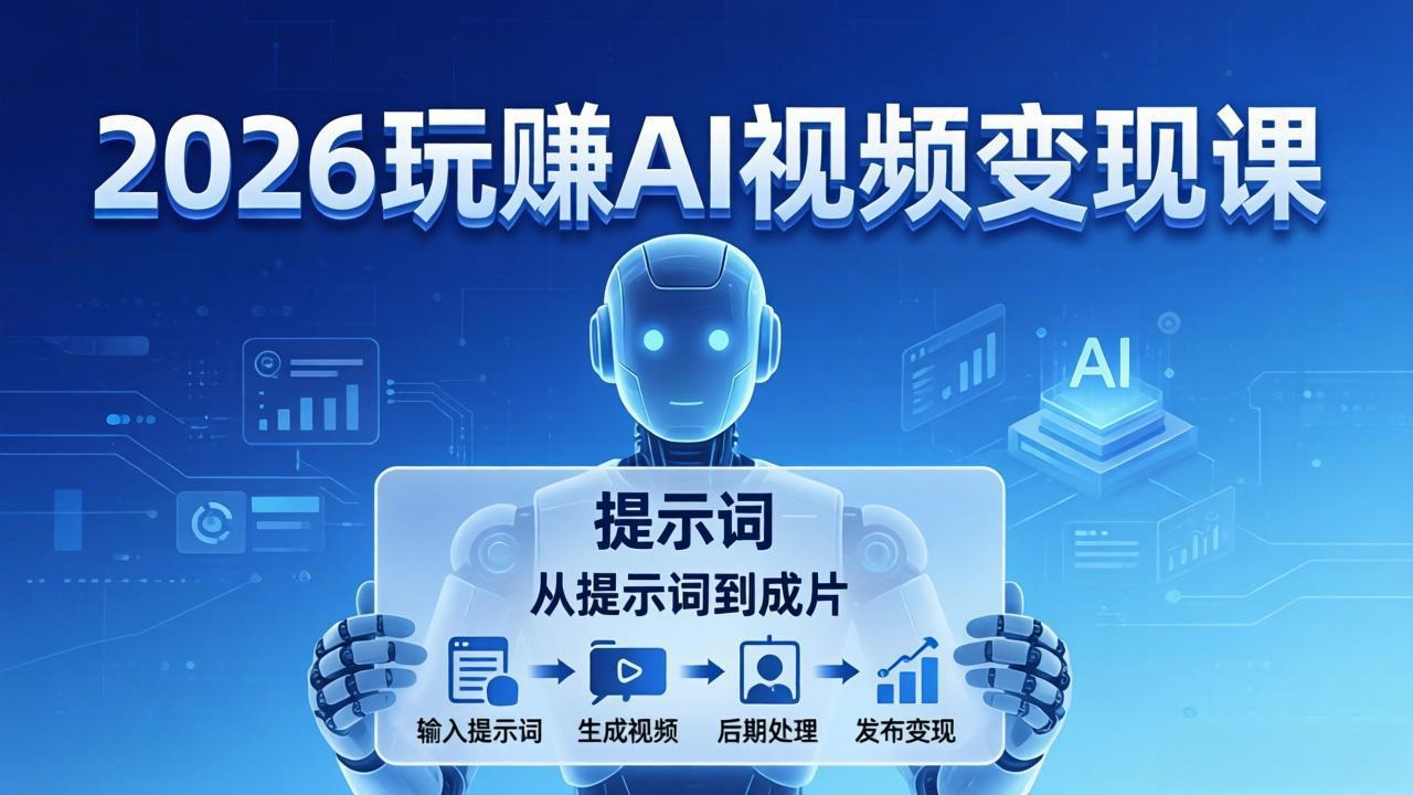 2026玩赚AI视频变现课:掌握 AI 视频全流程技能,从提示词到成片高效产出-朽念云创
