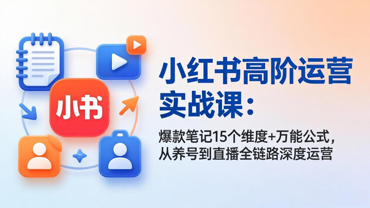 小红书高阶运营实战课：爆款笔记15个维度+万能公式，从养号到直播全链路深度运营-朽念云创