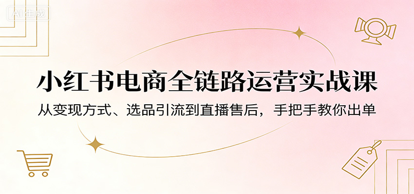 小红书电商全链路运营实战课：从变现方式、选品引流到直播售后，手把手教你出单-朽念云创