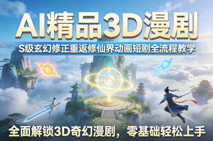 AI精品3D漫剧S级玄幻修正重返修仙界动画短剧全流程教学，全面解锁3D奇幻漫剧，零基础轻松上手-朽念云创