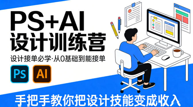 设计接单必学，PS+AI设计训练营，从0基础到能接单，手把手教你把设计技能变成收入-朽念云创