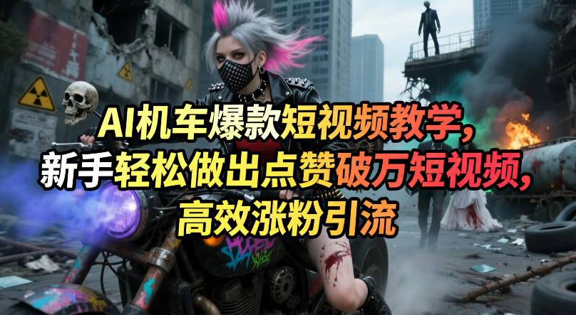 AI机车爆款短视频教学，新手轻松做出点赞破万短视频，高效涨粉引流-朽念云创