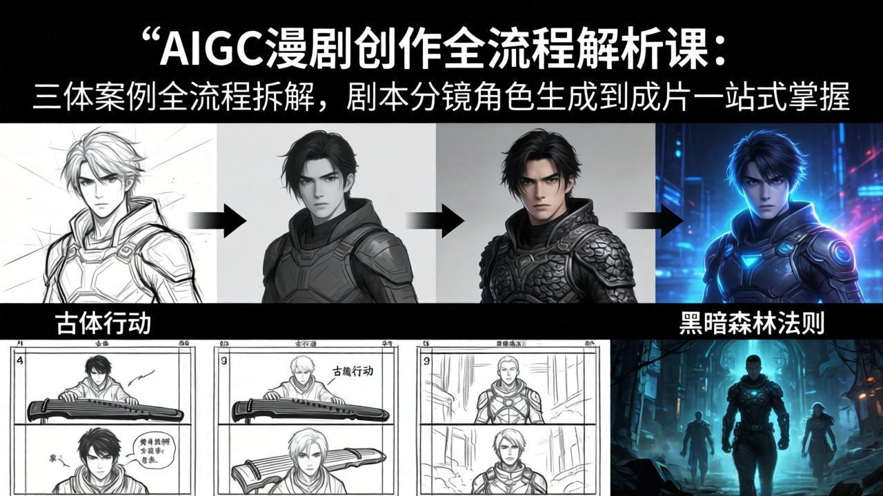 AIGC漫剧创作全流程解析课：三体案例全流程拆解，剧本分镜角色生成到成片一站式掌握-朽念云创