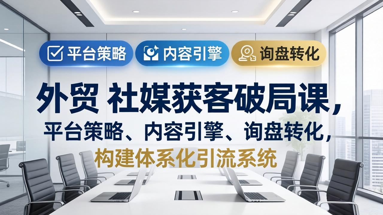 外贸 社媒获客破局课，平台策略、内容引擎、询盘转化，构建体系化引流系统(更新26年3月-朽念云创