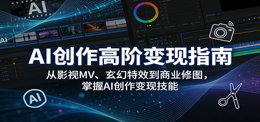 AI创作高阶变现指南：从影视MV、玄幻特效到商业修图，掌握AI创作变现技能-朽念云创