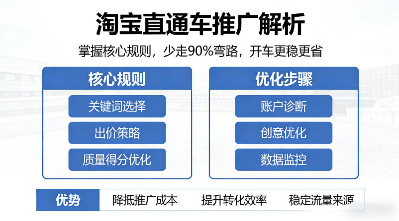 淘宝直通车推广解析，掌握核心规则，少走90%弯路，开车更稳更省-朽念云创