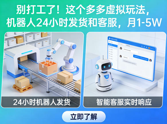 别打工了！这个多多虚拟玩法，机器人24小时发货和客服，月1-5W【揭秘】-朽念云创