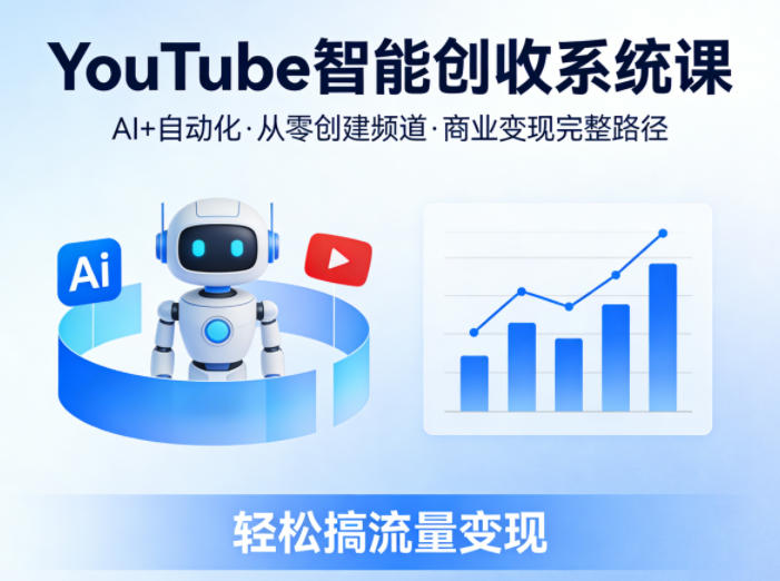 YouTube智能创收系统课，AI+自动化，从零创建YouTube频道并实现商业变现的完整路径，轻松搞流量变现-朽念云创