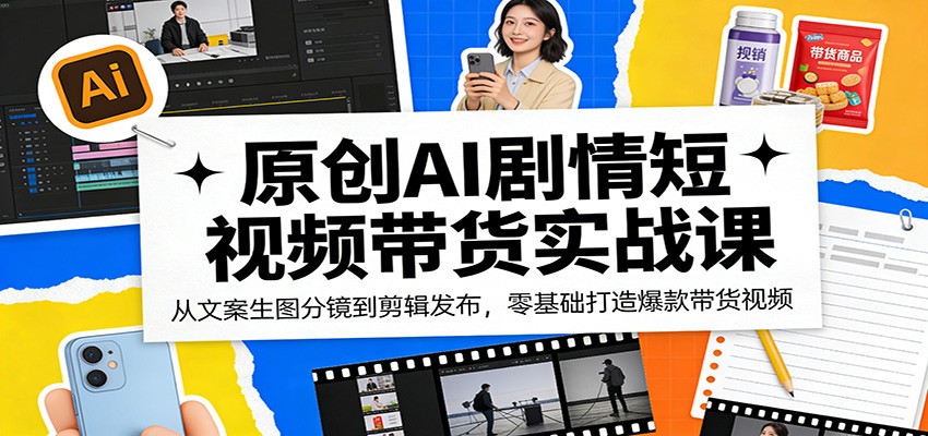 原创AI剧情短视频带货实战课：从文案生图分镜到剪辑发布，零基础打造爆款带货视频-朽念云创