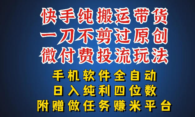 最新黑科技快手搬运带货方法，手机就能操作，轻松带你日入四位数【揭秘】-朽念云创