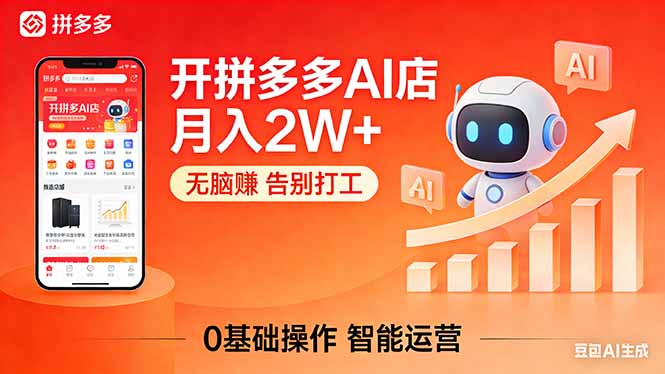 开一家拼多多AI店，月入2W+，无脑赚，告别打工，附SOP手册-朽念云创