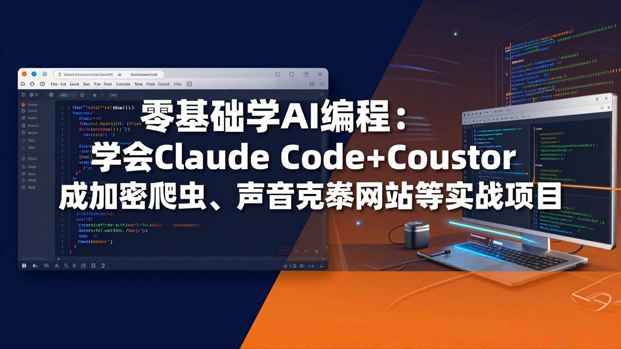 零基础学AI编程:学会Claude Code+Cursor完成加密爬虫、声音克隆网站等实战项目-朽念云创