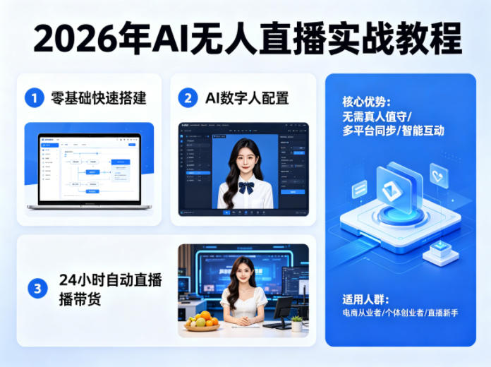 2026年AI无人直播实战教程，零基础也能快速搭建AI数字人无人直播间，实现24小时自动直播带货-朽念云创