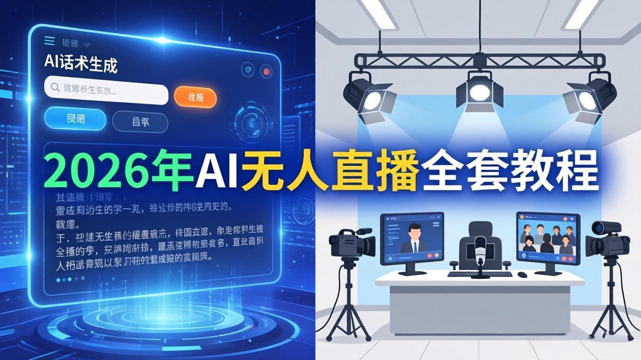 2026年AI无人直播全套教程：OBS安装+软件配置+直播间搭建+话术生成+一键开播实操-朽念云创