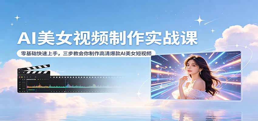 AI美女视频制作实战课：零基础快速上手，三步教会你制作高清爆款AI美女短视频-朽念云创