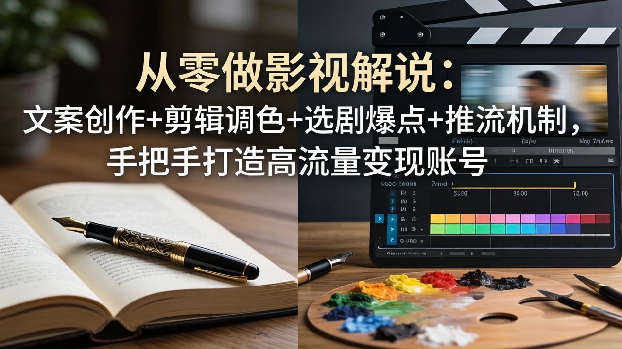 从零做影视解说：文案创作+剪辑调色+选剧爆点+推流机制，手把手打造高流量变现账号-朽念云创