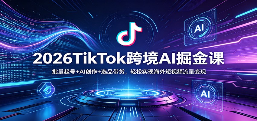 2026TikTok跨境AI掘金课：批量起号+AI创作+选品带货，轻松实现海外短视频流量变现-朽念云创
