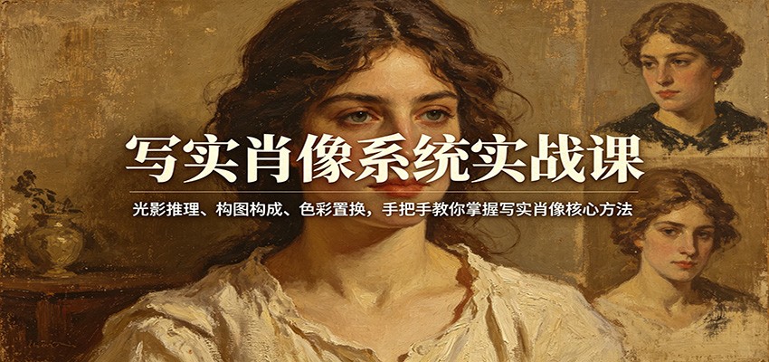 写实肖像系统实战课：光影推理、构图构成、色彩置换，手把手教你掌握写实肖像核心方法-朽念云创