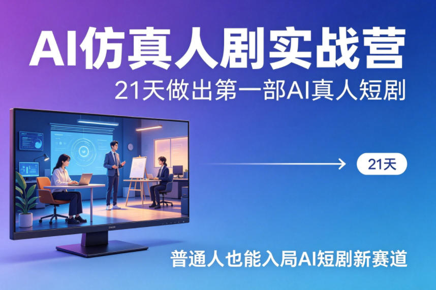 AI仿真人剧实战营，21天做出第一部AI真人短剧，普通人也能入局AI短剧新赛道-朽念云创