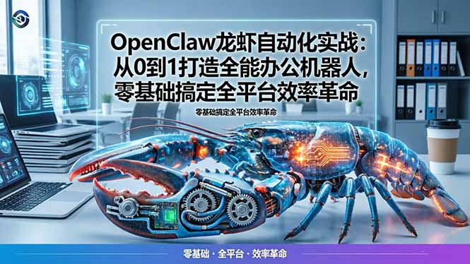 OpenClaw龙虾自动化实战：从0到1打造全能办公机器人，零基础搞定全平台效率革命-朽念云创