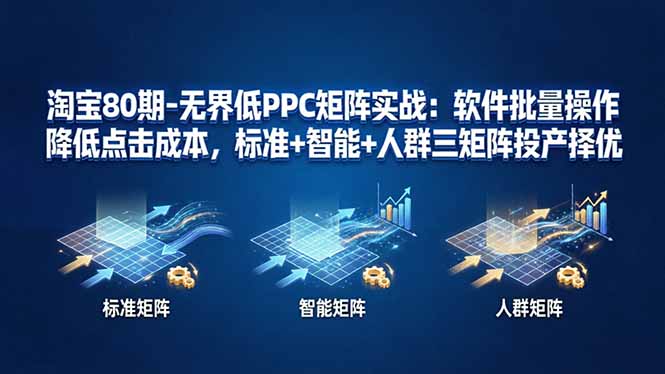 淘宝80期-无界低PPC矩阵实战：软件批量操作降低点击成本，标准+智能+人群三矩阵投产择优-朽念云创