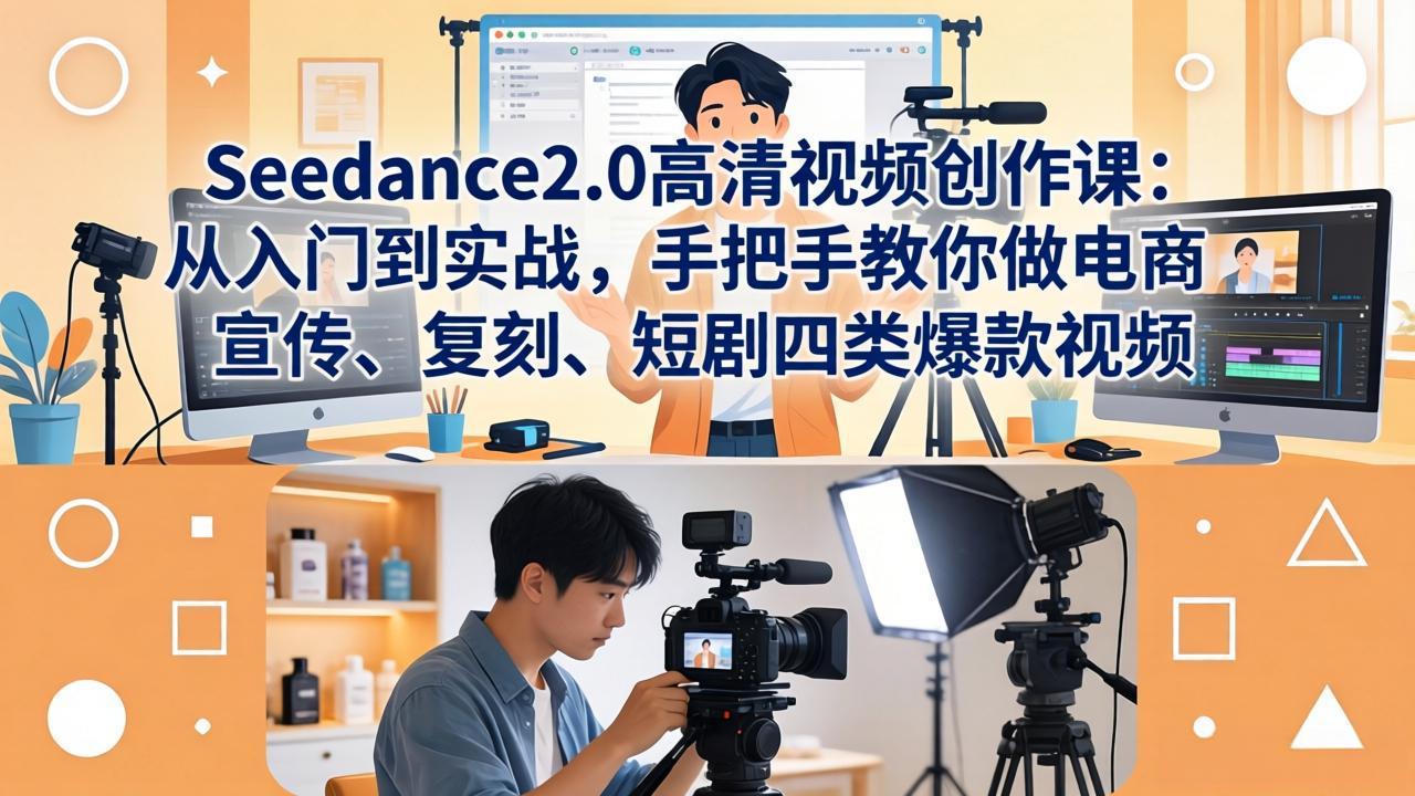 Seedance2.0高清视频创作课：从入门到实战，手把手教你做电商、宣传、复刻、短剧四类爆款视频-朽念云创
