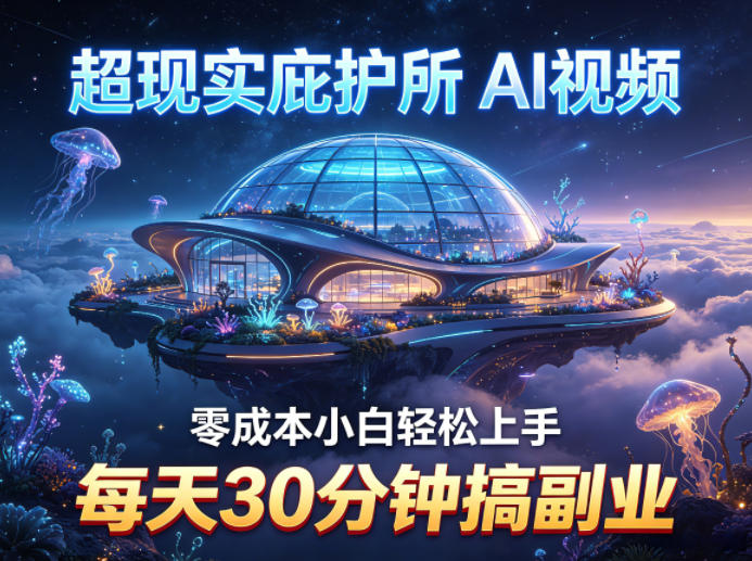 超现实庇护所AI视频项目拆解，零成本小白轻松上手，每天30分钟搞副业-朽念云创