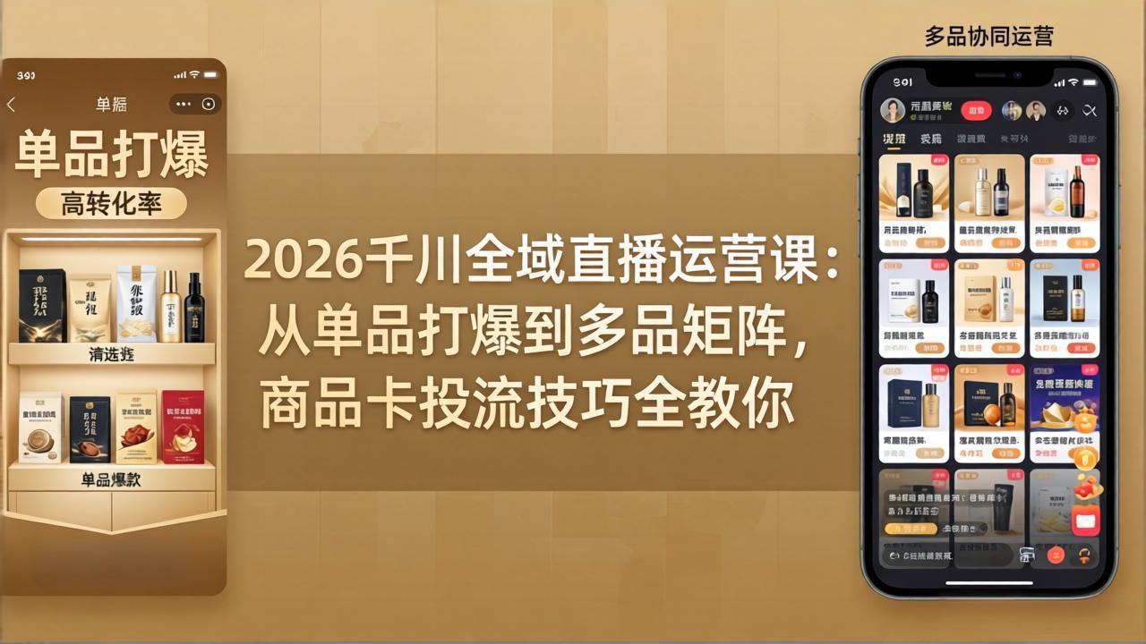 2026千川全域直播运营课:从单品打爆到多品矩阵,商品卡投流技巧全教你-朽念云创