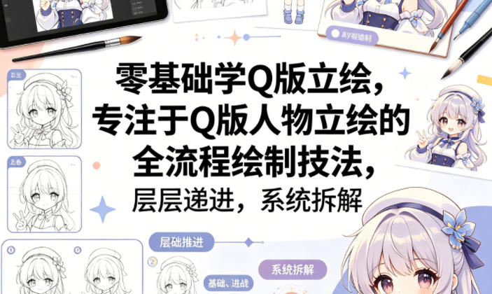 零基础学Q版立绘,专注于Q版人物立绘的全流程绘制技法,层层递进,系统拆解-朽念云创