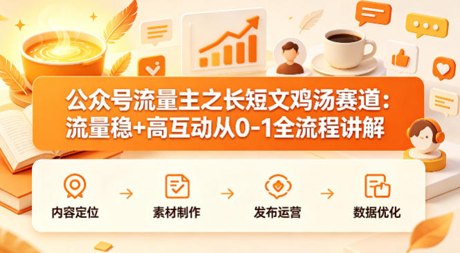 公众号流量主之长短文鸡汤赛道，流量稳+高互动，从0-1全流程讲解-朽念云创
