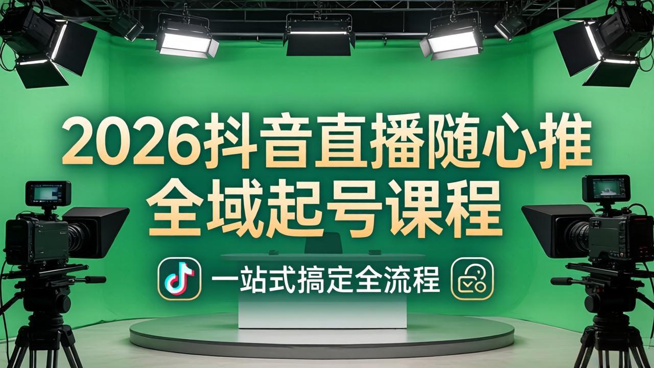 2026抖音直播随心推全域起号课程：一站式搞定直播起号、稳号、放量全流程(更新4月-朽念云创