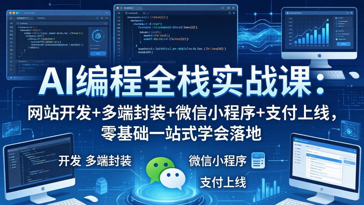 AI编程全栈实战课：网站开发+多端封装+微信小程序+支付上线，零基础一站式学会落地-朽念云创