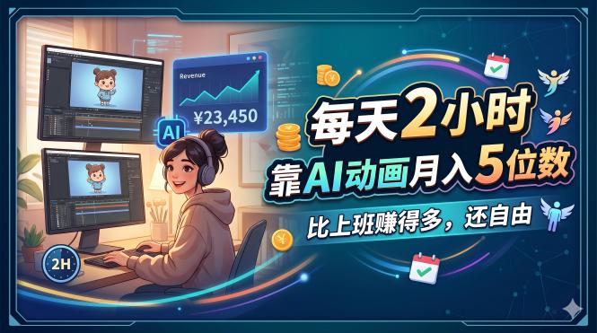每天 2 小时，靠 AI 动画月入 5 位数，比上班赚得多，还自由-朽念云创