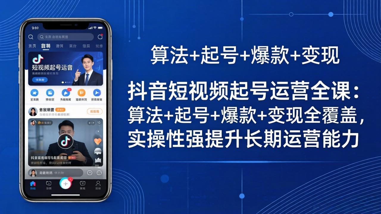 抖音短视频起号运营全课：算法+起号+爆款+变现全覆盖，实操性强提升长期运营能力-朽念云创