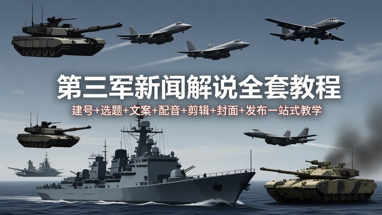 第三军迷新闻解说全套教程：建号+选题+文案+配音+剪辑+封面+发布一站式教学-朽念云创