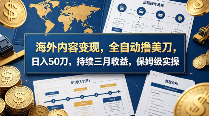 海外内容变现，全自动撸美刀，日入50刀，持续三月收益，保姆级实操【揭秘】-朽念云创